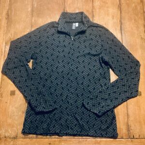 Ibex wool full zip sweater gray/black - Womens M